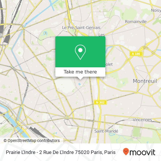 Prairie L'Indre - 2 Rue De L'Indre 75020 Paris map