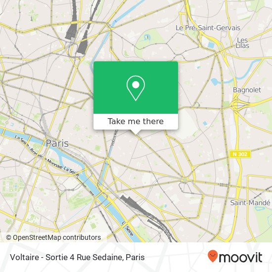 Mapa Voltaire - Sortie 4 Rue Sedaine