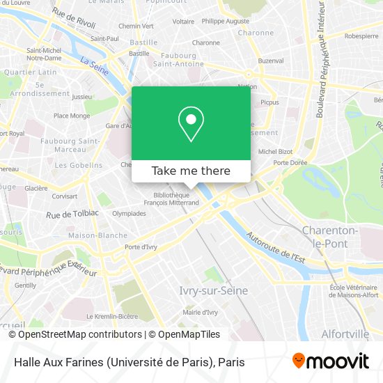 Mapa Halle Aux Farines (Université de Paris)