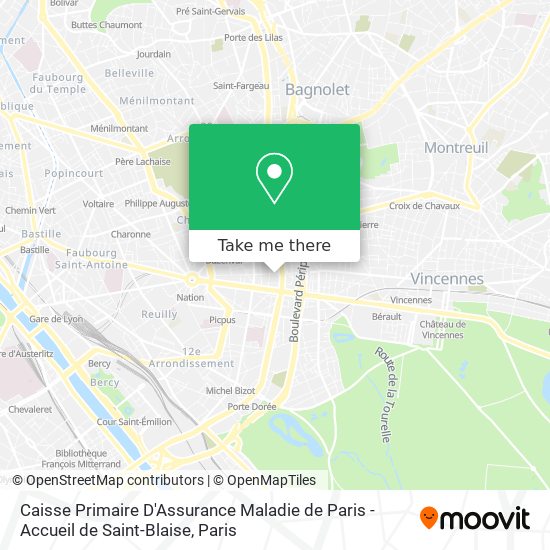 Mapa Caisse Primaire D'Assurance Maladie de Paris - Accueil de Saint-Blaise