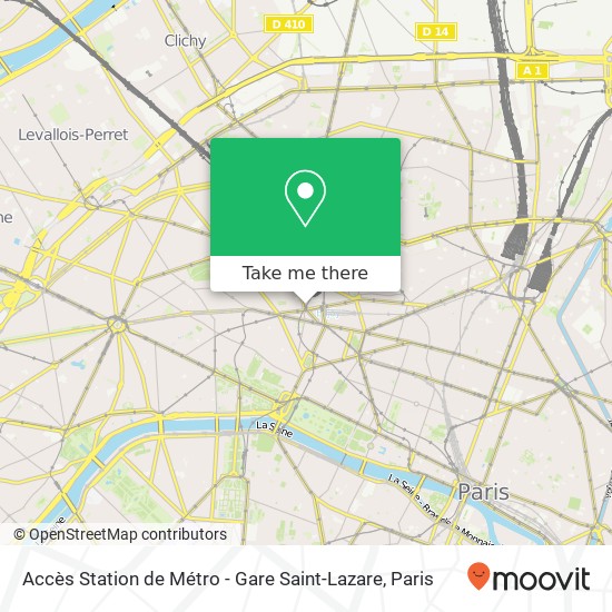 Mapa Accès Station de Métro - Gare Saint-Lazare