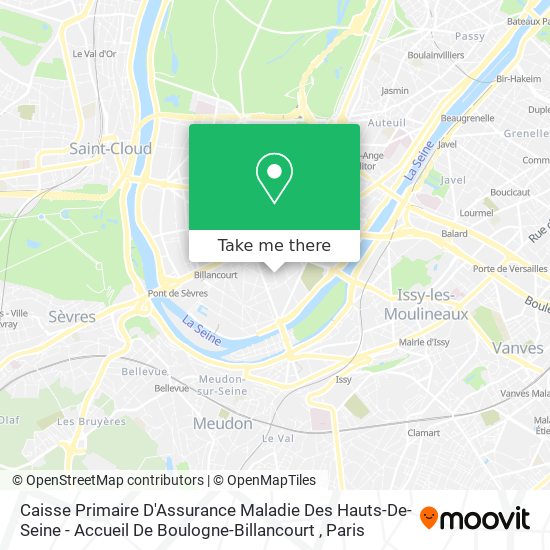 Caisse Primaire D'Assurance Maladie  Des Hauts-De-Seine - Accueil De Boulogne-Billancourt map