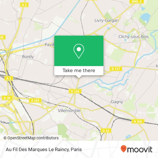 Au Fil Des Marques Le Raincy map