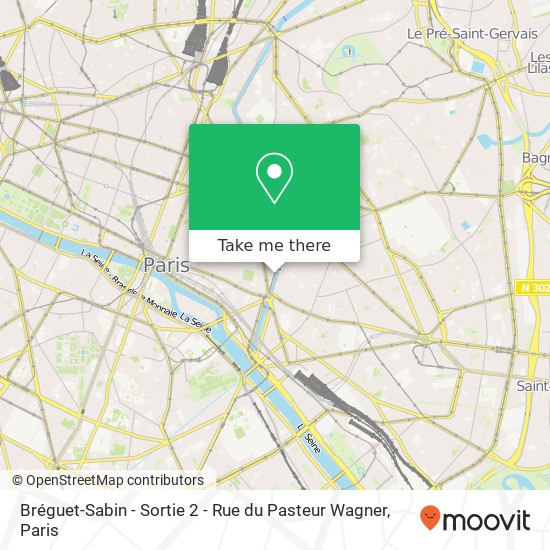 Mapa Bréguet-Sabin - Sortie 2 - Rue du Pasteur Wagner