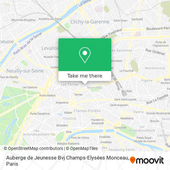 Mapa Auberge de Jeunesse Bvj Champs-Elysées Monceau