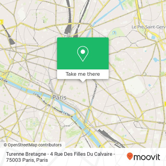 Mapa Turenne Bretagne - 4 Rue Des Filles Du Calvaire - 75003 Paris