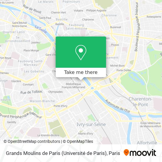 Mapa Grands Moulins de Paris (Université de Paris)