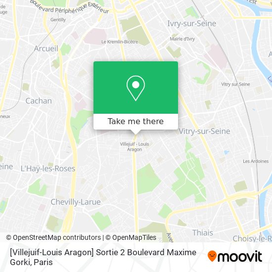 Mapa [Villejuif-Louis Aragon] Sortie 2 Boulevard Maxime Gorki