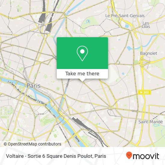 Voltaire - Sortie 6 Square Denis Poulot map