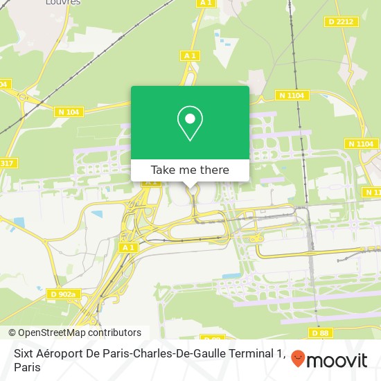 Sixt Aéroport De Paris-Charles-De-Gaulle Terminal 1 map