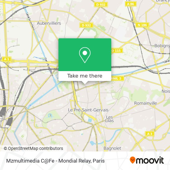 Mzmultimedia C@Fe - Mondial Relay map