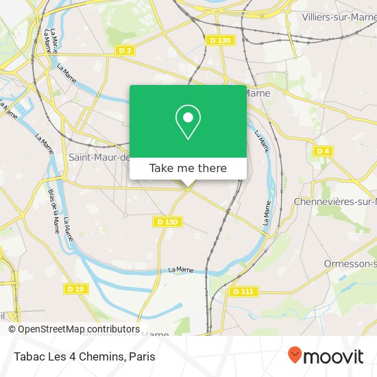 Tabac Les 4 Chemins map