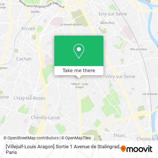 [Villejuif-Louis Aragon] Sortie 1 Avenue de Stalingrad map