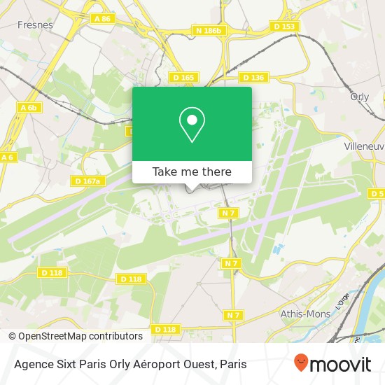 Agence Sixt Paris Orly Aéroport Ouest map