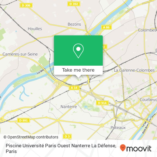 Mapa Piscine Université Paris Ouest Nanterre La Défense