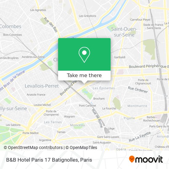 Mapa B&B Hotel Paris 17 Batignolles