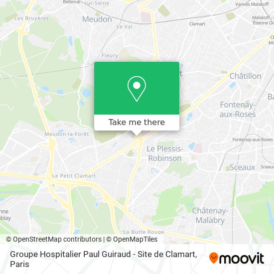 Groupe Hospitalier Paul Guiraud - Site de Clamart map