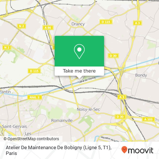 Mapa Atelier De Maintenance De Bobigny (Ligne 5, T1)