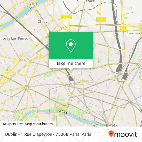 Mapa Dublin - 1 Rue Clapeyron - 75008 Paris