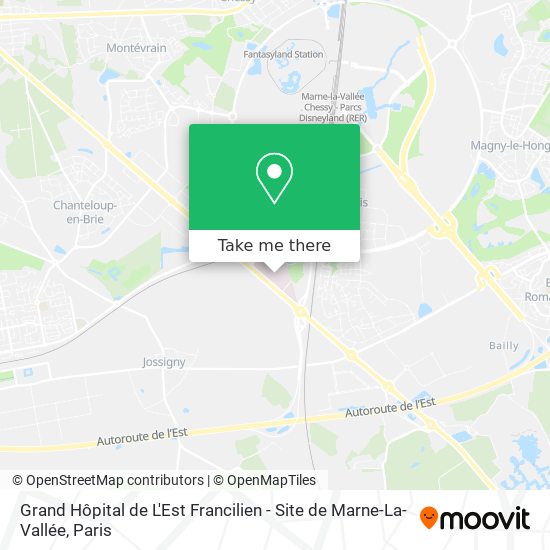 Mapa Grand Hôpital de L'Est Francilien - Site de Marne-La-Vallée