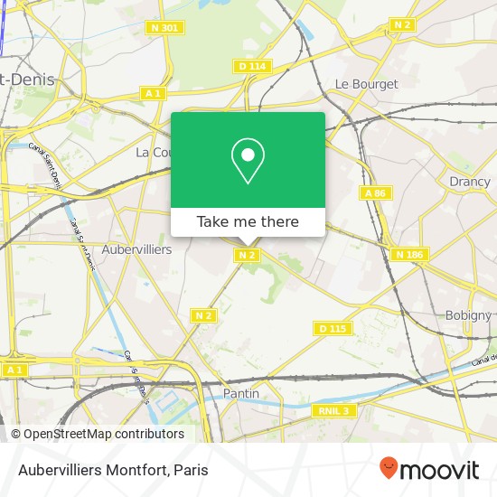 Mapa Aubervilliers Montfort