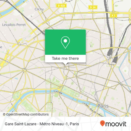Mapa Gare Saint-Lazare - Métro Niveau -1