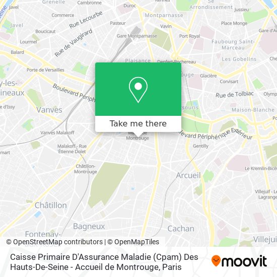 Caisse Primaire D'Assurance Maladie (Cpam) Des Hauts-De-Seine - Accueil de Montrouge map