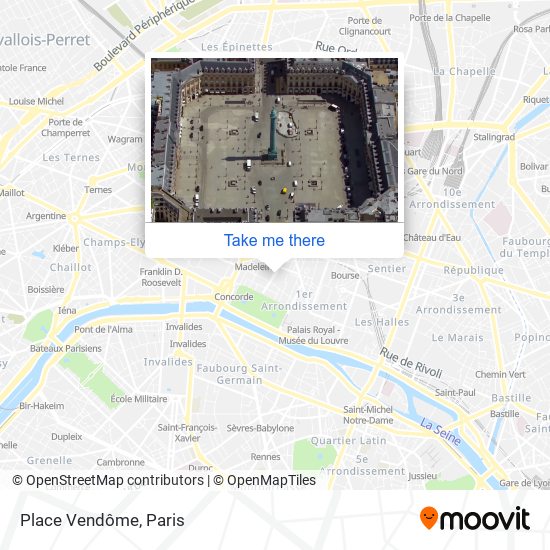 How to get to Place Vendôme in Paris by RER, Bus, Metro or Train?