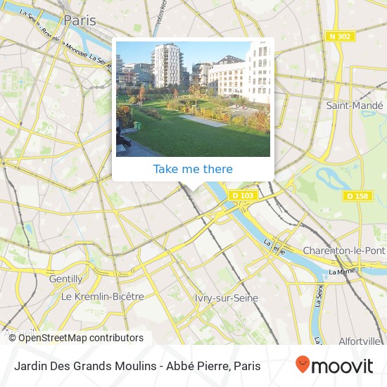 Mapa Jardin Des Grands Moulins - Abbé Pierre