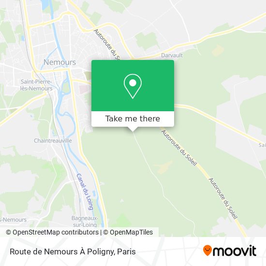 Mapa Route de Nemours À Poligny