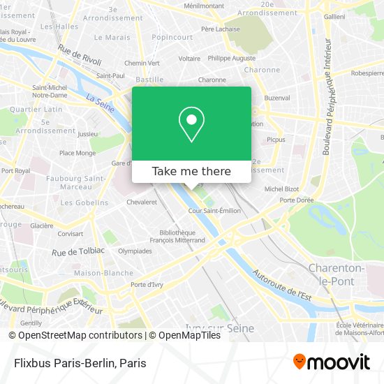 Mapa Flixbus Paris-Berlin