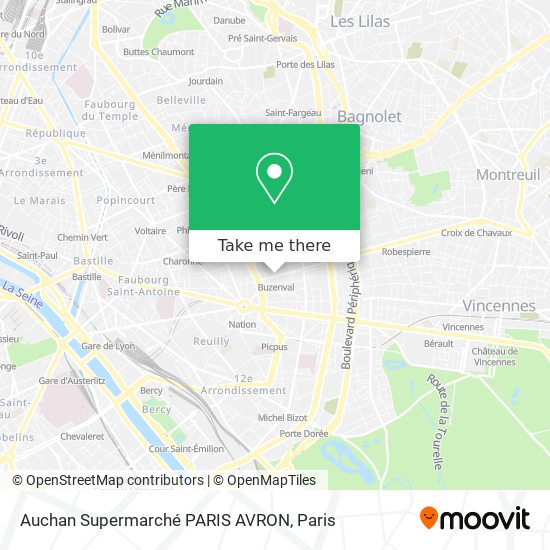 Mapa Auchan Supermarché PARIS AVRON