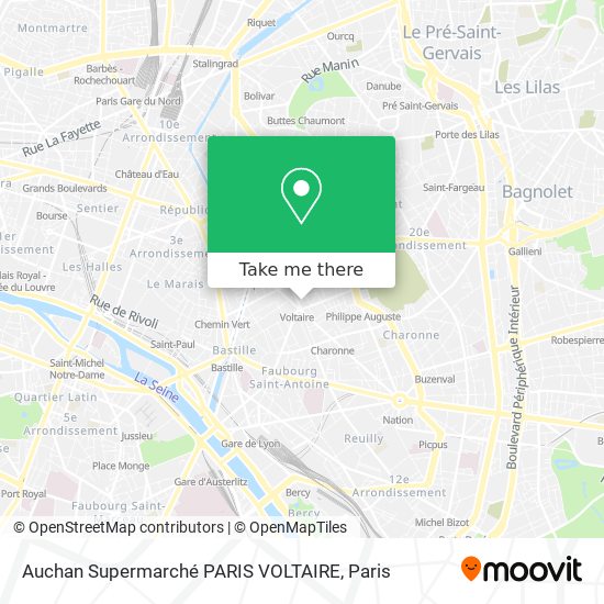 Auchan Supermarché PARIS VOLTAIRE map