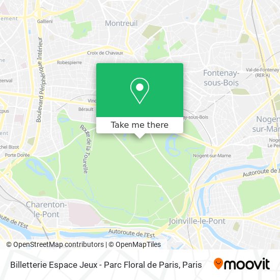 Mapa Billetterie Espace Jeux - Parc Floral de Paris