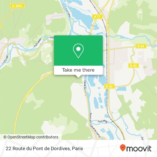 Mapa 22 Route du Pont de Dordives
