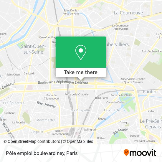 Mapa Pôle emploi boulevard ney