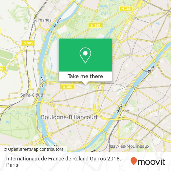 Internationaux de France de Roland Garros 2018 map