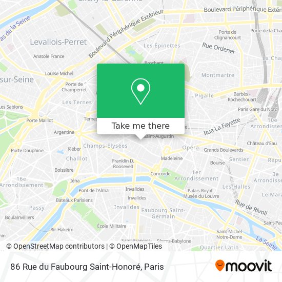 Mapa 86 Rue du Faubourg Saint-Honoré