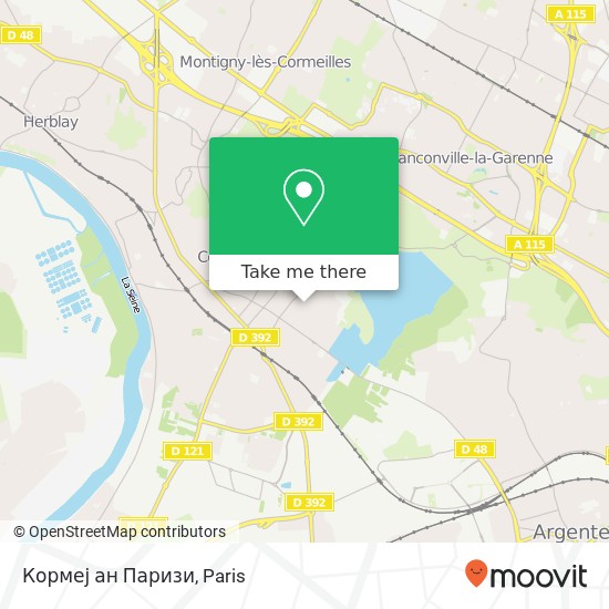 Mapa Кормеј ан Паризи