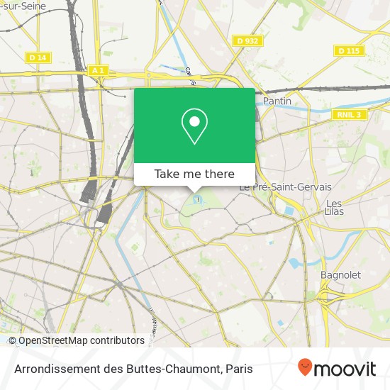 Mapa Arrondissement des Buttes-Chaumont