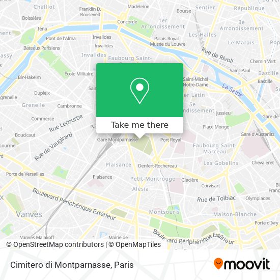 Mapa Cimitero di Montparnasse