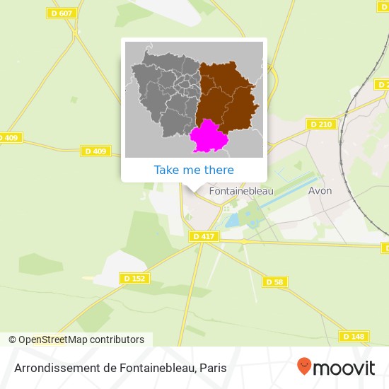 Mapa Arrondissement de Fontainebleau