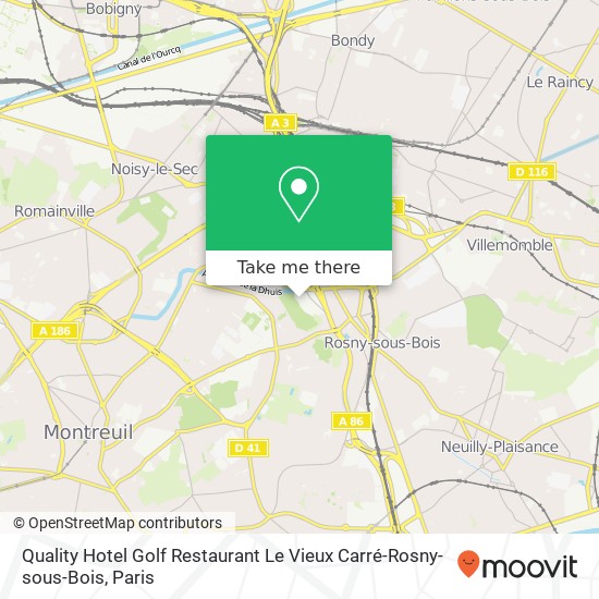 Quality Hotel Golf Restaurant Le Vieux Carré-Rosny-sous-Bois map