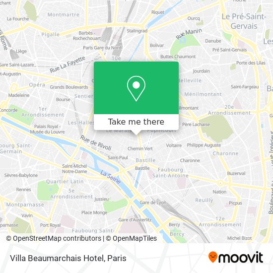 Mapa Villa Beaumarchais Hotel