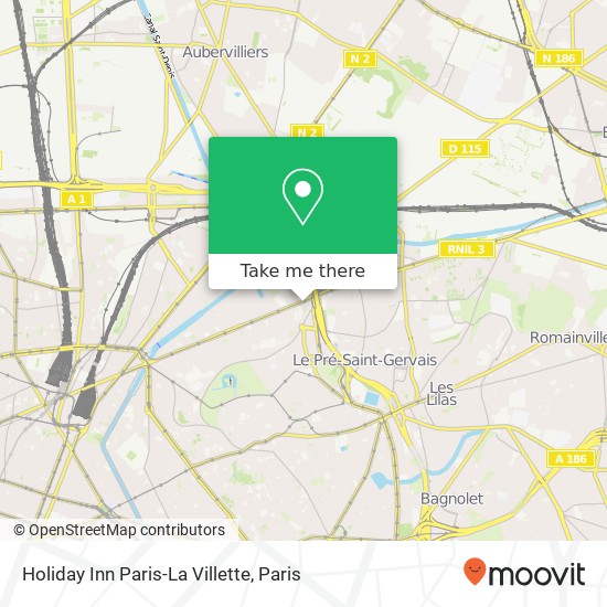 Mapa Holiday Inn Paris-La Villette