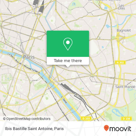 Mapa Ibis Bastille Saint Antoine