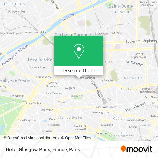 Mapa Hotel Glasgow Paris, France