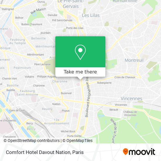 Comfort Hotel Davout Nation map