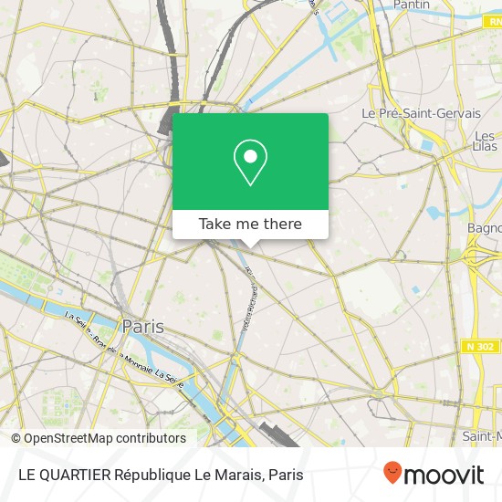 Mapa LE QUARTIER République  Le Marais