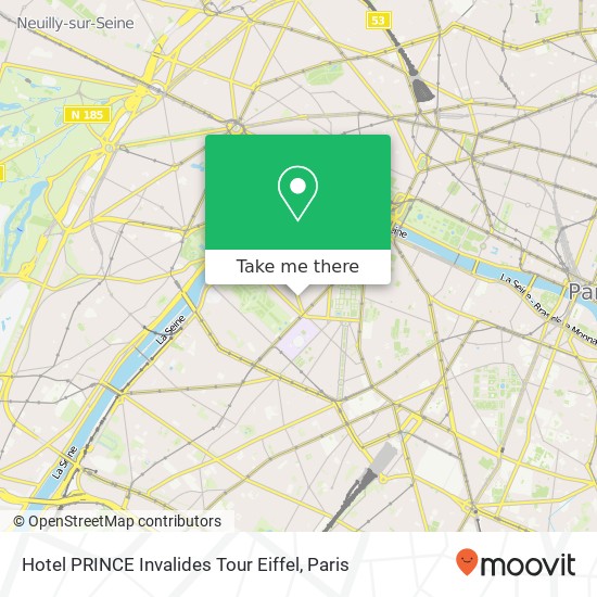 Hotel PRINCE   Invalides Tour Eiffel map